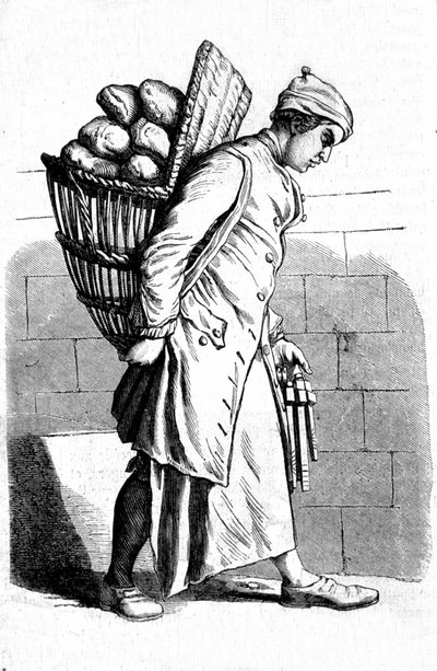Voorstelling van een bakker. 18e-eeuwse gravure. door Unknown artist