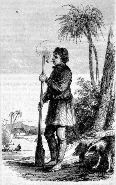 Voorstelling van een boekanier in Santo Domingo in de 17e eeuw door Unknown artist