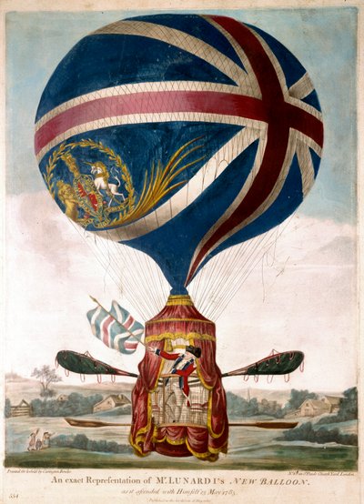 Voorstelling van een nieuwe ballon door Vincenzo Lunardi op 13/05/1785 door Unknown artist