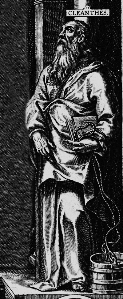Afbeelding van de Griekse filosoof Stoïcijn Cleanthe (330-232 v.Chr.) Gravure uit het voorblad van 