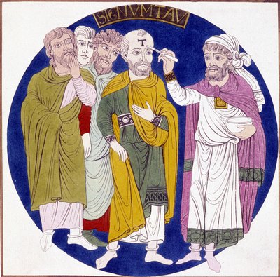 Voorstelling van de wijding van een bisschop uit de 19e eeuw naar een schilderij op glas gemaakt ten tijde van Abt Suger door Unknown artist