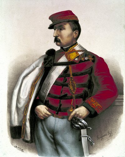 Risorgimento: Portret van Nino Bixio (1821-1873), Italiaanse militair en politicus. Hij speelde een belangrijke rol in de Italiaanse eenwording. door Unknown artist