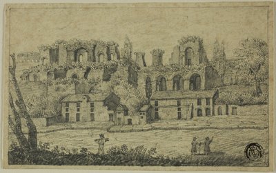 Rivierlandschap met Romeinse Ruïnes door Unknown artist