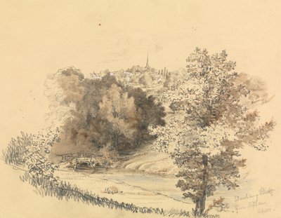 Rivierlandschap met Stad in de Verte door Unknown artist