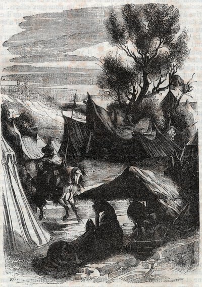 Roland in het Saraceense kamp - gravure van 1851 uit 