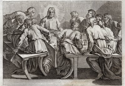 Royaumont Bijbel, Nieuwe Testament: Het Laatste Avondmaal. Illustratie uit 1811. door Unknown artist