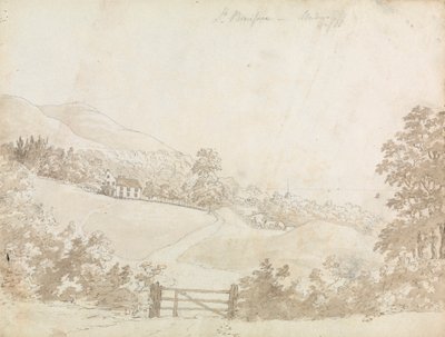 Landelijk landschap met huis, Isle of Wight door Unknown artist