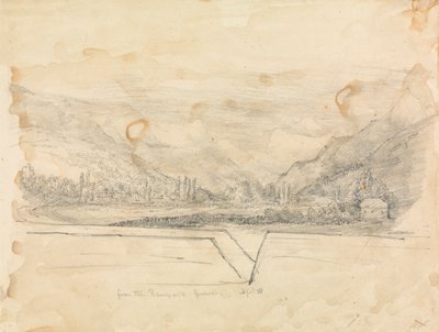 Landelijk landschap met bergen in de verte door Unknown artist