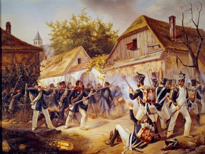 De overgave van de troepen van Vandamme bij de Slag om Kulm op 30/08/1813 door Unknown artist