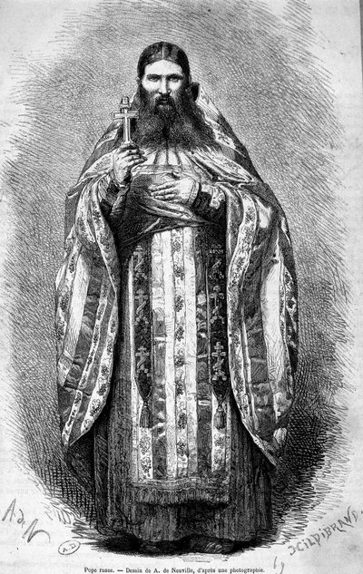 Russische paus, tekening van een foto door Unknown artist