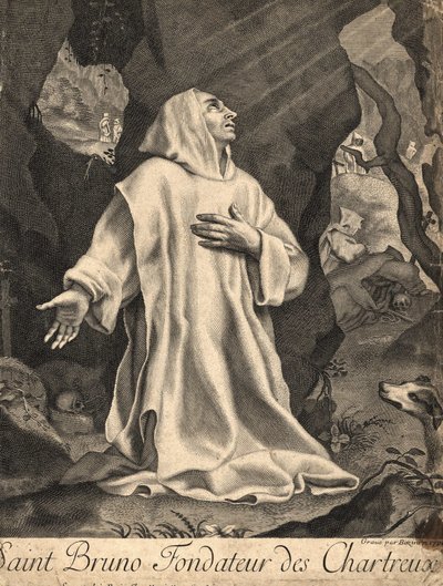 Sint Bruno, stichter van de Orde van de Kartuizers (Keulen, ca. 1035 in Serra San Bruno, Calabrië door Unknown artist