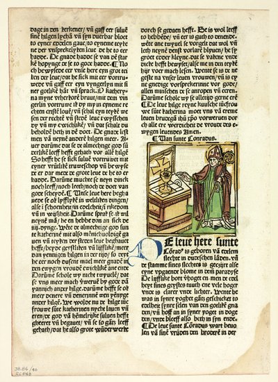 De heilige Conrad uit Der Heiligen Leben, Winterteil (Levens van de Heiligen, Wintertijd), Plaat 40 uit Houtsneden uit Boeken van de 15e Eeuw door Unknown artist
