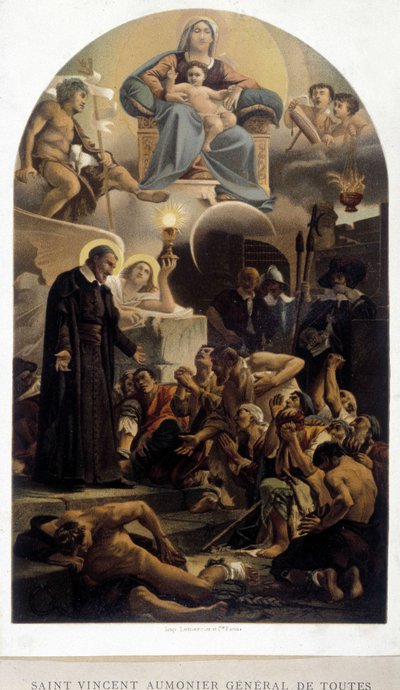 Sint-Vincentius van Paul kapelaan-generaal van de armen (met Maagd en Kind Jezus) - naar schilderij door Unknown artist