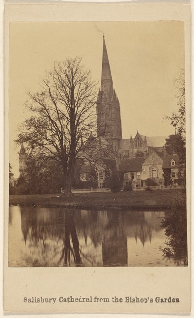 Salisbury Cathedral vanuit de bisschopstuin door Unknown artist