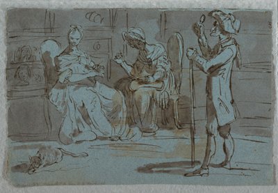 Satirische prent: De vrijer door Unknown artist