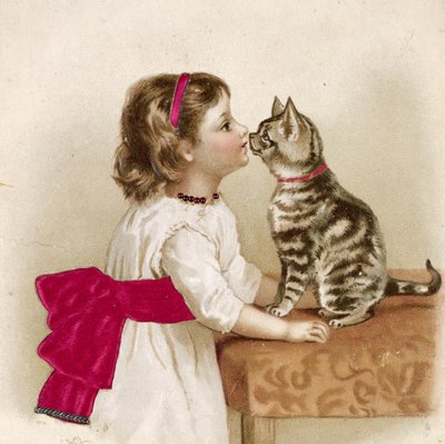Hallo zeggen tegen Kitty (Victoriaanse ansichtkaart) door Unknown artist