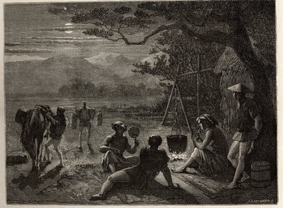 Rustscène op het platteland bij maanlicht door Unknown artist