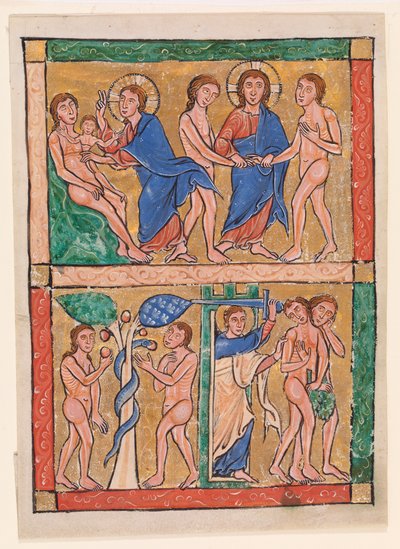 Scènes uit het Boek Genesis: de Schepping van Eva, het Huwelijk van Adam en Eva, de Verleiding en de Verdrijving door Unknown artist