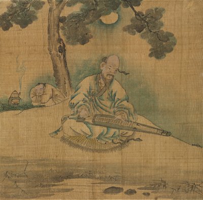 Geleerde die een Qin Speelt door Unknown artist