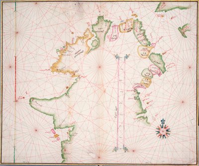 Zee kaart van de noordkust van Ierland, ca. 1600 door Unknown artist