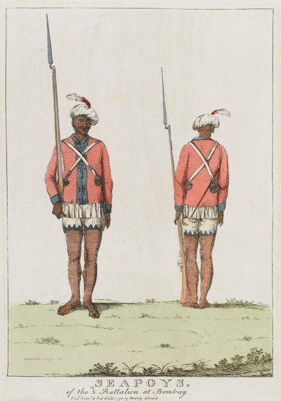 Sepoys van het 3e Bataljon in Bombay door Unknown artist