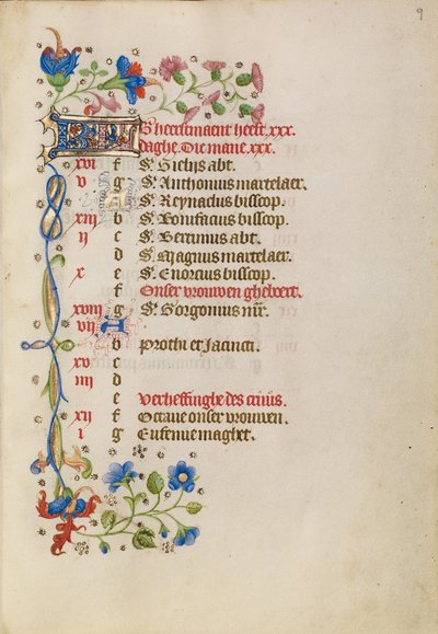 September kalenderpagina door Unknown artist