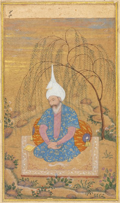 Shah Tahmasp I (1514-1576) zittend in een landschap door Unknown artist