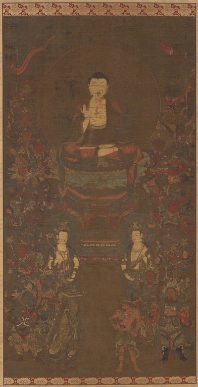 Shakyamuni met de Zestien Welwillende Godheden door Unknown artist