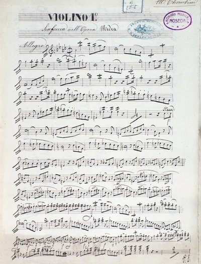 Bladmuziek voor de eerste viool van Medea, opera van Luigi Cherubini door Unknown artist