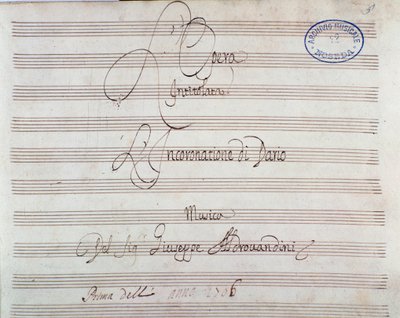 Bladmuziekpagina voor De kroning van Darius door Giuseppe Aldrovandini door Unknown artist
