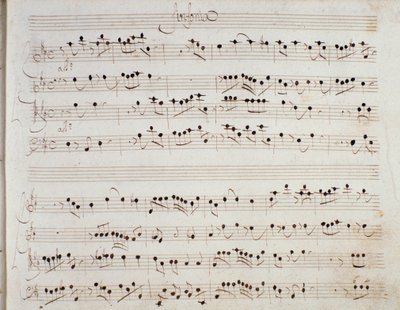 Bladmuziekpagina voor de opera Mithridate door Giuseppe Aldrovandini (1706) door Unknown artist