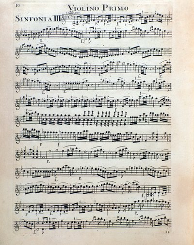 Bladmuziekpagina voor viool van symfonie nr. 3 door Christian Cannabich door Unknown artist
