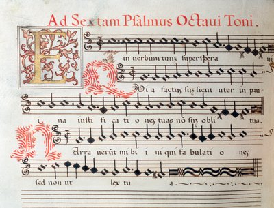Bladmuziekpagina van een heilig werk door Giovanni Giacomo Gastoldi door Unknown artist