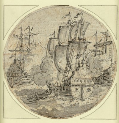 Schip aan het zeilen door Unknown artist