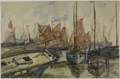 Schepen in de Haven door Unknown artist