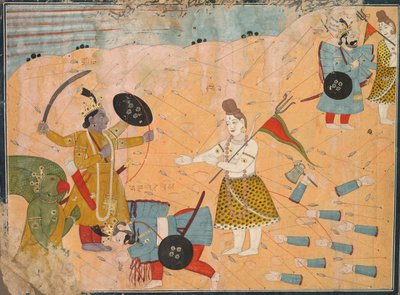 Shiva Bemiddelt voor Vanasura: Scène uit de Aniruddha Usha Sectie van Krishna Lila door Unknown artist