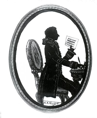 Silhouet van de componist Wolfgang Amadeus Mozart (1756 - 1791). door Unknown artist
