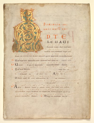 Enkel Blad Uitgesneden uit een Graduale en Sacramentarium: Initiaal A[d te lavavi] door Unknown artist