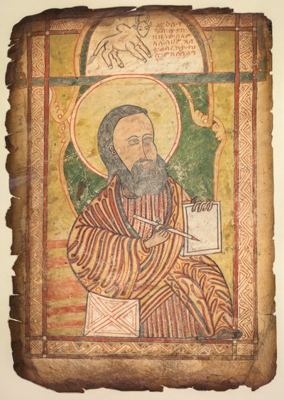 Enkel Blad uit een Evangelieboek met een Portret van St. Lucas door Unknown artist