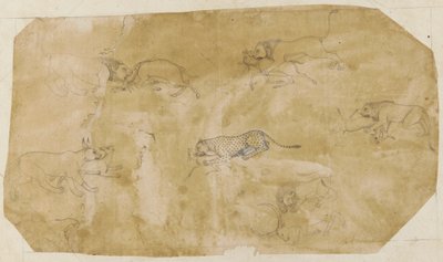 Zes Groepen Vechtende Dieren door Unknown artist