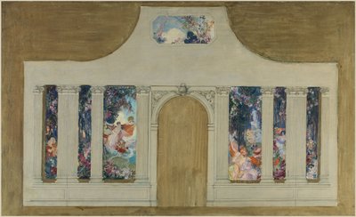 Schets voor een set: Farandole van jonge vrouwen met bloemen door Unknown artist