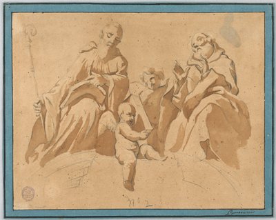 Schets voor een muurschildering: Twee heilige monniken door Unknown artist