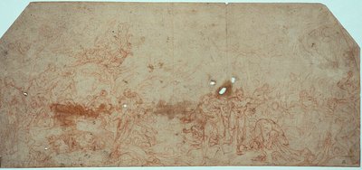 Schets voor het Laatste Oordeel (recto); Hoofdstudie (verso) door Unknown artist
