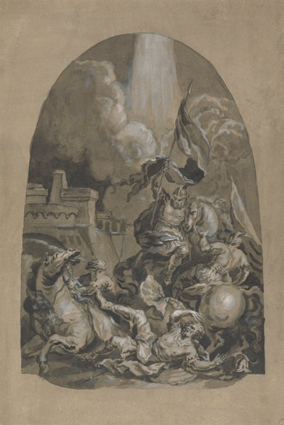 Schets voor het olieverfschilderij "De bekering van St. Paulus" door Unknown artist