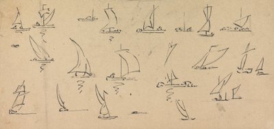 Schets van boten door Unknown artist