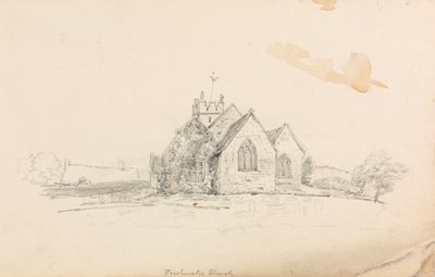 Schets van een kleine landelijke kerk; schets van een schip door Unknown artist