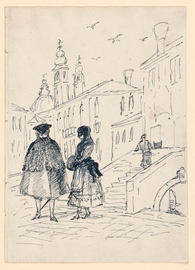 Schets van een straatscène in Venetië door Unknown artist