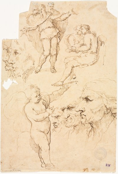 Schetsen van Hoofden en Figuren door Unknown artist