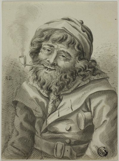 Rokende zeekapitein door Unknown artist