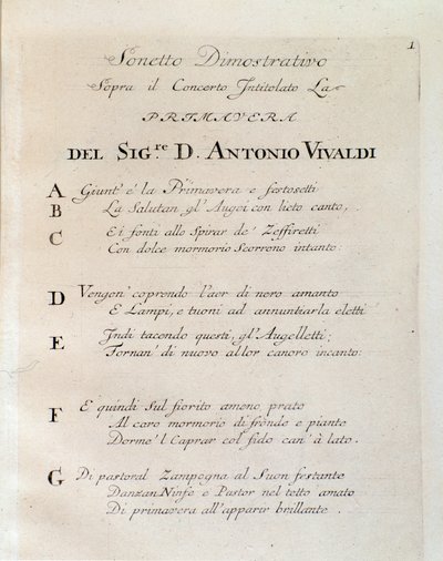 Sonnet aan het begin van de lente (La primavera) concerto in Il cimento dell